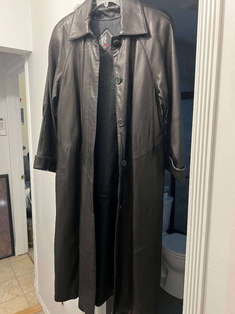 Vintage Turbo Leathers Full‑Length Black Coat – Wear but No Tears
